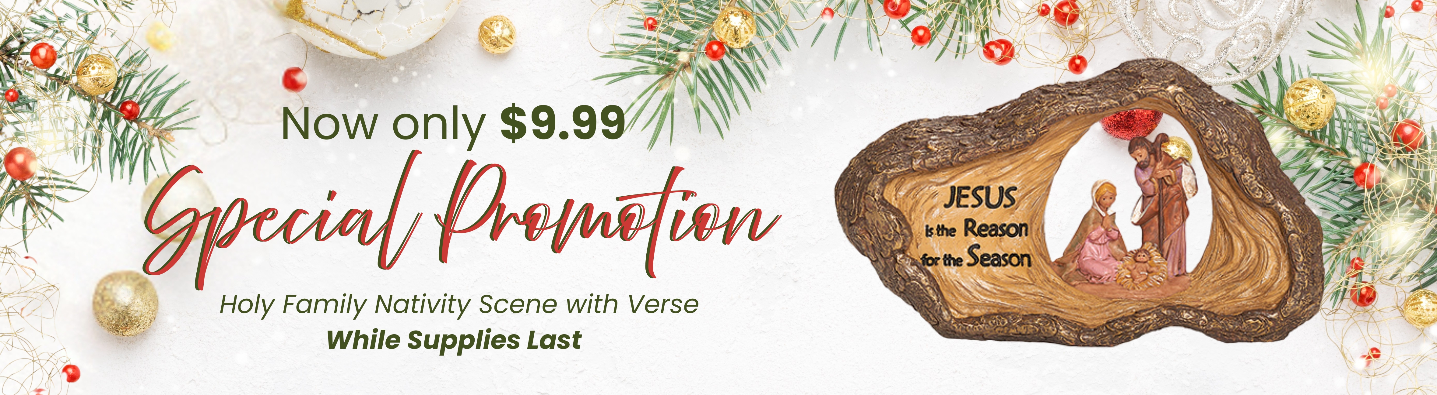 Special Promotion: Holy Family Nativity Scene with Verse